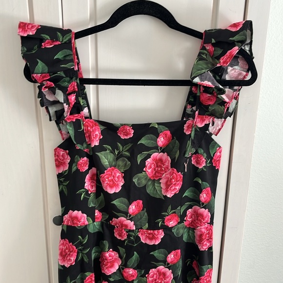 Alice + Olivia Ginny Ruffle Sleeve Romantic Floral Print Mini Dress Size 6 - Picture 9 of 12